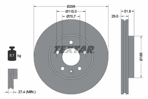 спирачен диск TEXTAR 92165405