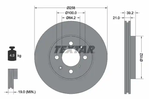 спирачен диск TEXTAR 92165903