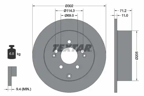 спирачен диск TEXTAR 92166100