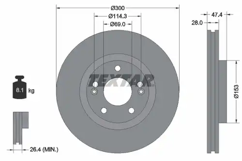 спирачен диск TEXTAR 92166200