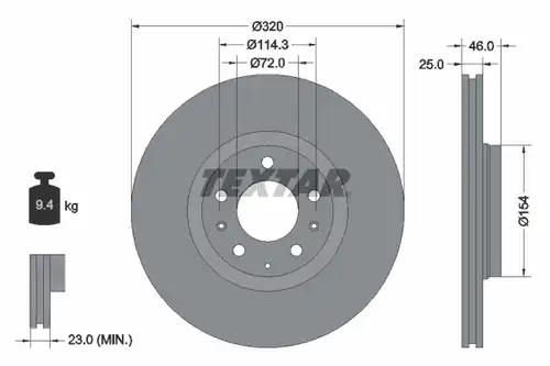 спирачен диск TEXTAR 92166300