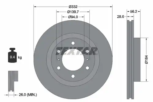 спирачен диск TEXTAR 92167200