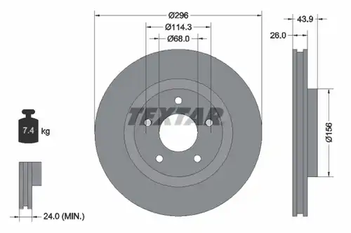 спирачен диск TEXTAR 92167400