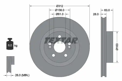 спирачен диск TEXTAR 92167703