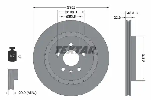 спирачен диск TEXTAR 92168300