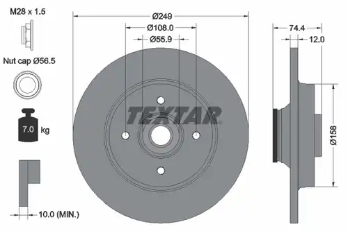 спирачен диск TEXTAR 92168703