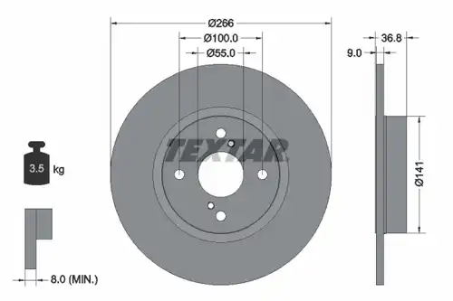 спирачен диск TEXTAR 92169203