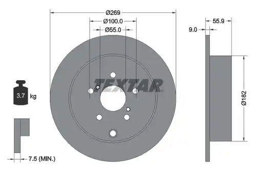 спирачен диск TEXTAR 92170403