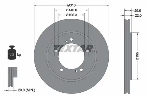 спирачен диск TEXTAR 92170503