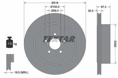 спирачен диск TEXTAR 92173703