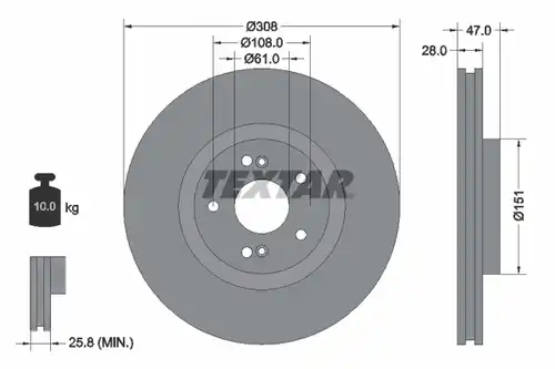 спирачен диск TEXTAR 92174003