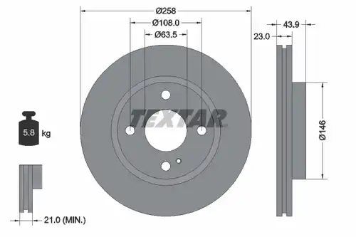 спирачен диск TEXTAR 92176003