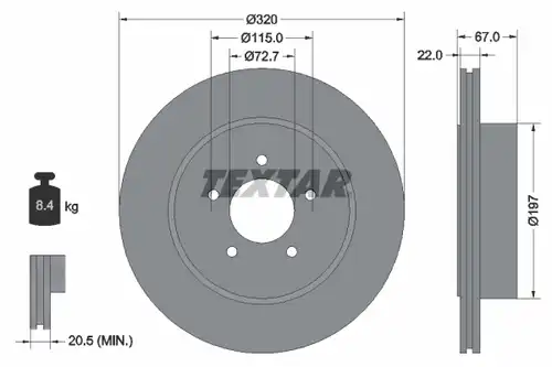 спирачен диск TEXTAR 92177203