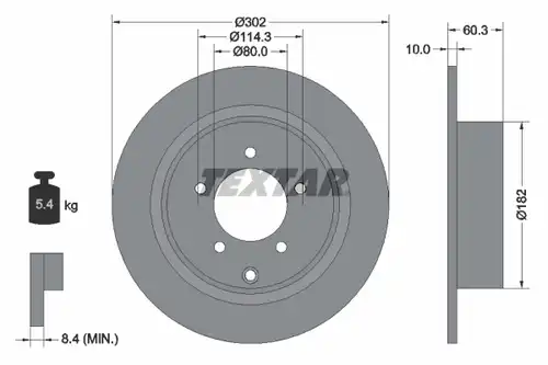 спирачен диск TEXTAR 92177303