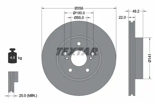 спирачен диск TEXTAR 92179503