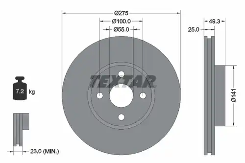 спирачен диск TEXTAR 92180303