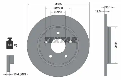 спирачен диск TEXTAR 92181003