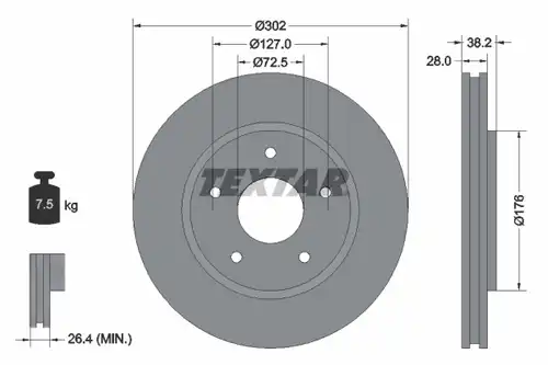 спирачен диск TEXTAR 92181503