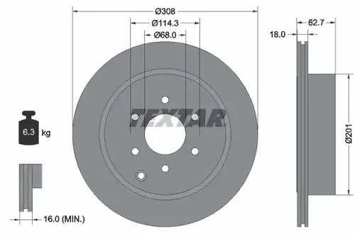 спирачен диск TEXTAR 92181603