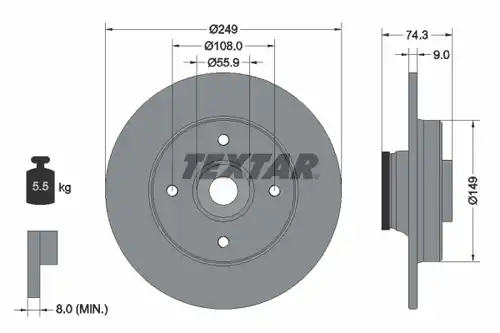 спирачен диск TEXTAR 92194103