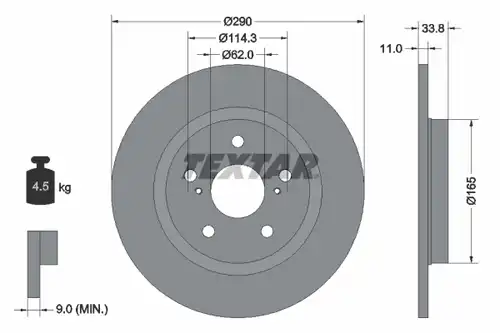 спирачен диск TEXTAR 92195200