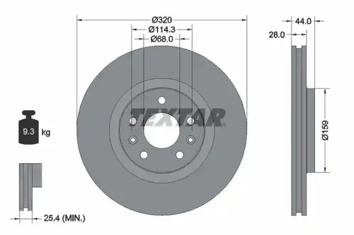 спирачен диск TEXTAR 92195403