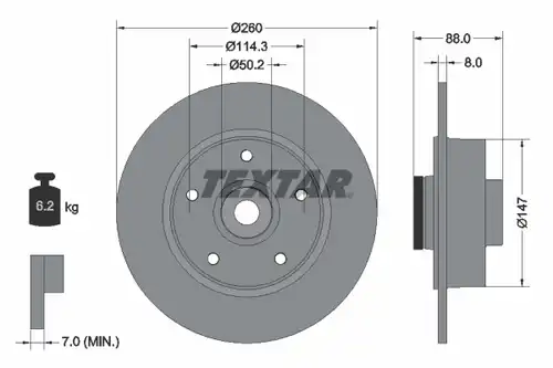 спирачен диск TEXTAR 92196003