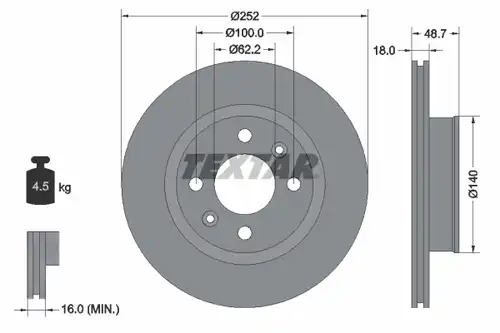 спирачен диск TEXTAR 92196503