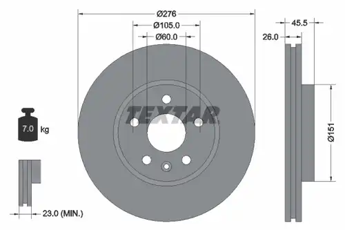 спирачен диск TEXTAR 92198903