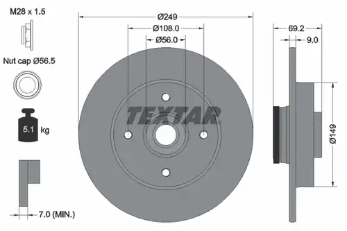 спирачен диск TEXTAR 92202103