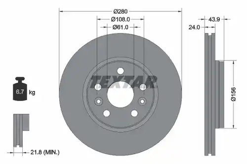 спирачен диск TEXTAR 92202400