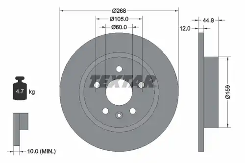 спирачен диск TEXTAR 92205503