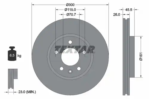 спирачен диск TEXTAR 92205605