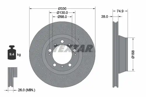 спирачен диск TEXTAR 92219005