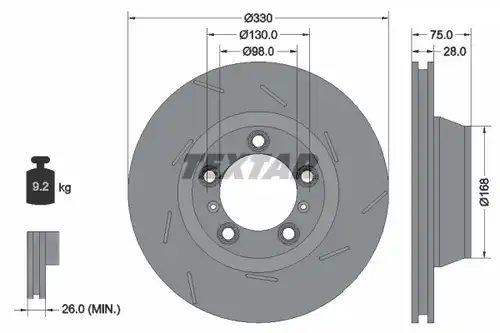 спирачен диск TEXTAR 92220705