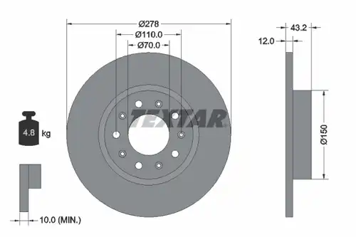 спирачен диск TEXTAR 92221003