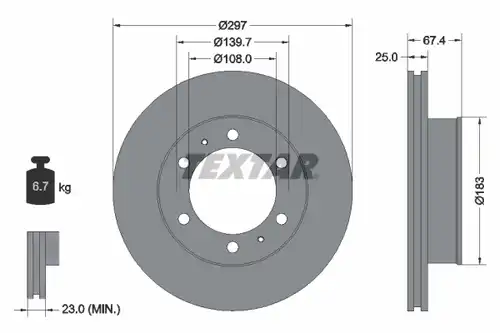 спирачен диск TEXTAR 92222600