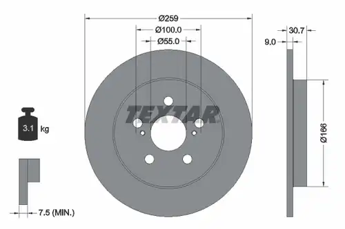 спирачен диск TEXTAR 92224003