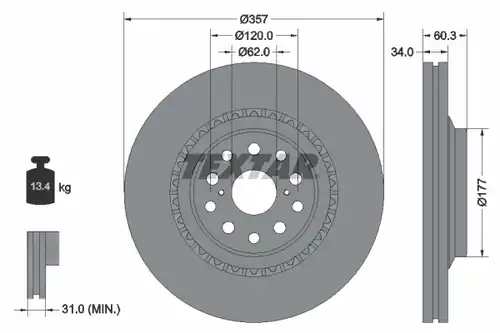 спирачен диск TEXTAR 92224303