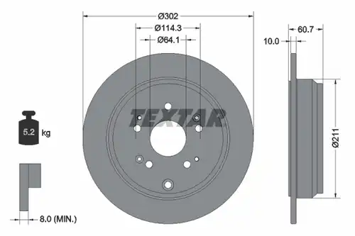 спирачен диск TEXTAR 92227203