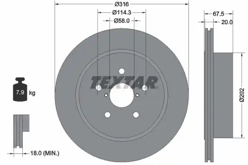 спирачен диск TEXTAR 92227803