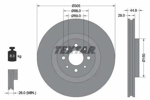 спирачен диск TEXTAR 92228503