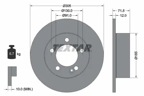 спирачен диск TEXTAR 92228800