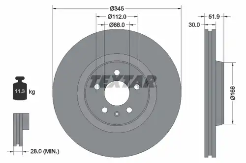 спирачен диск TEXTAR 92229203