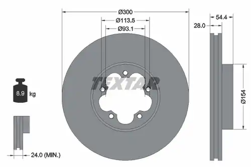 спирачен диск TEXTAR 92231500