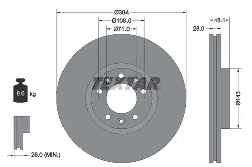 спирачен диск TEXTAR 92232303