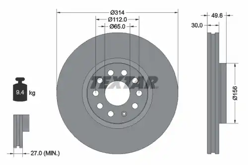 спирачен диск TEXTAR 92232403