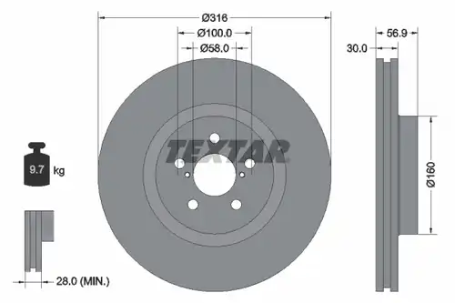 спирачен диск TEXTAR 92236503