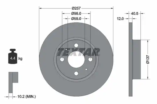 спирачен диск TEXTAR 92236703