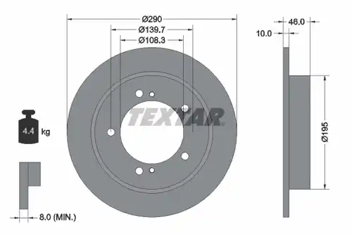 спирачен диск TEXTAR 92237300